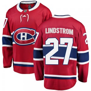Youth Fanatics Branded Montreal Canadiens Gustav Lindstrom Red Home Jersey - Breakaway