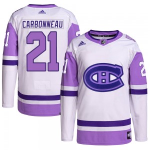 Men's Adidas Montreal Canadiens Guy Carbonneau White/Purple Hockey Fights Cancer Primegreen Jersey - Authentic
