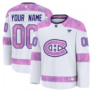 Youth Fanatics Montreal Canadiens Custom White Custom 2024 Hockey Fights Cancer Practice Jersey - Premium
